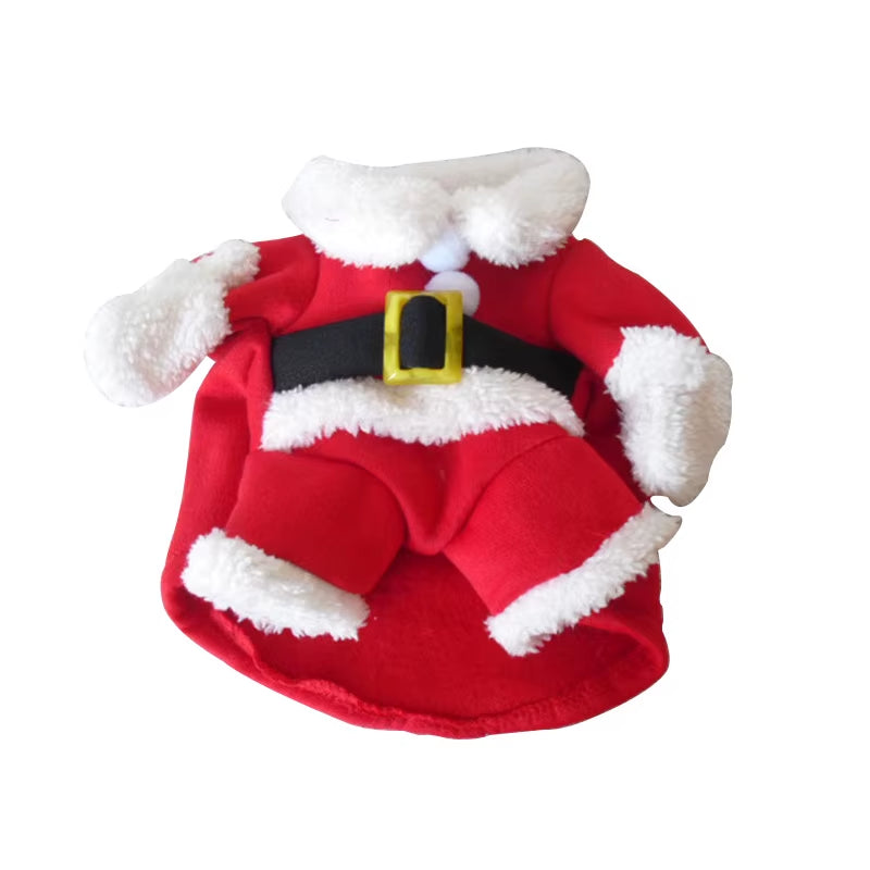 Christmas Cat Costumes New Year Pet Dog Clothing Funny Santa Claus Clothes for Small Puppy Kitten Winter Warm Soft Kitty Outfits
