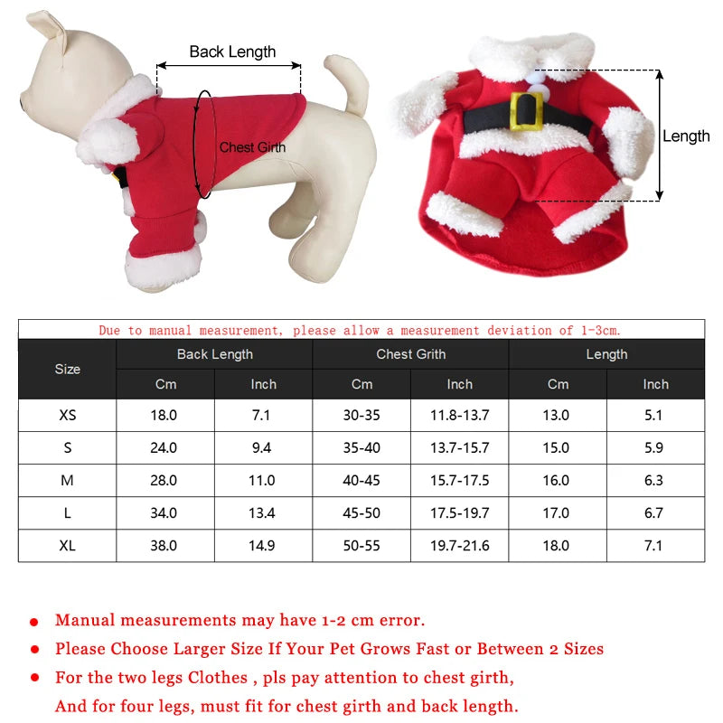Christmas Cat Costumes New Year Pet Dog Clothing Funny Santa Claus Clothes for Small Puppy Kitten Winter Warm Soft Kitty Outfits
