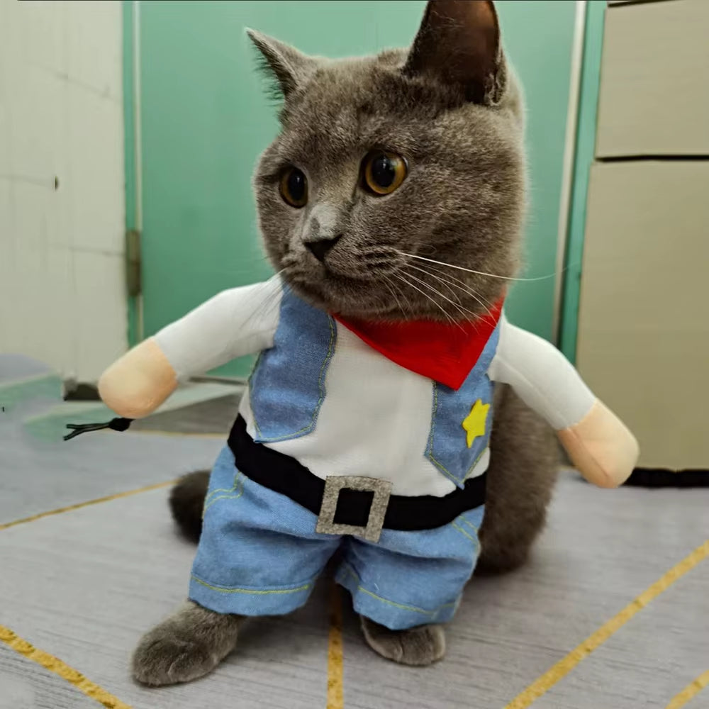 Funny Pet Cat Cosplay Costumes for Small Medium Cats Dogs Party Dressed up Kitten Halloween Cozy Novelty Clothing Bulldog French