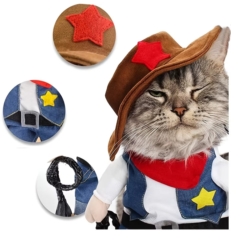 Funny Pet Cat Cosplay Costumes for Small Medium Cats Dogs Party Dressed up Kitten Halloween Cozy Novelty Clothing Bulldog French