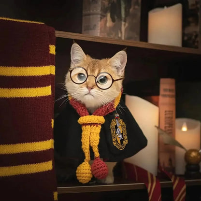 Halloween Cat Cosplay Pet Clothes Cloak College Small Magic Cloak Dog Costume Pet Glasses Necktie Dog Pet Shawl Autumn Clothes